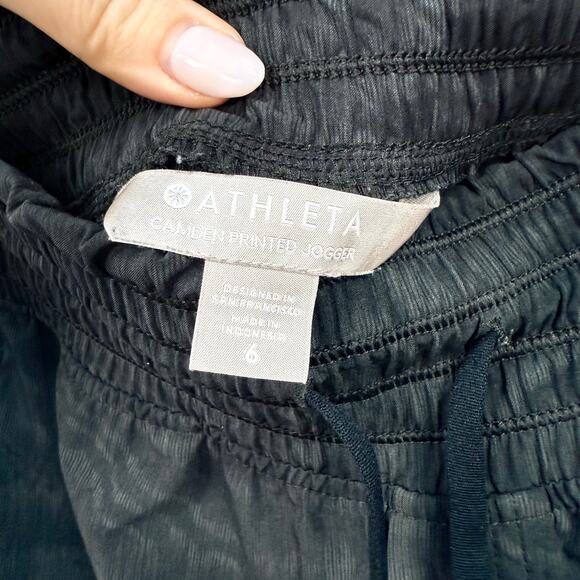 Athleta Camden Printed Jogger Black Moire Elastic Waist Zip Pockets 6 - Picture 3 of 7